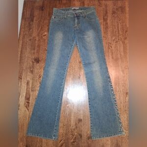 Max Studio Flare Strech Suede side laced Blue Jeans Y2K Size 8